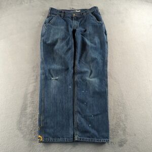Carhartt Carpenter Jeans Mens 32x32 Blue Faded Distressed Loose Wide Leg